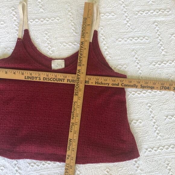 Audrey Burgundy Pointelle Knit Cropped Cami Tank Top Medium Y2K Festival - Picture 6 of 6